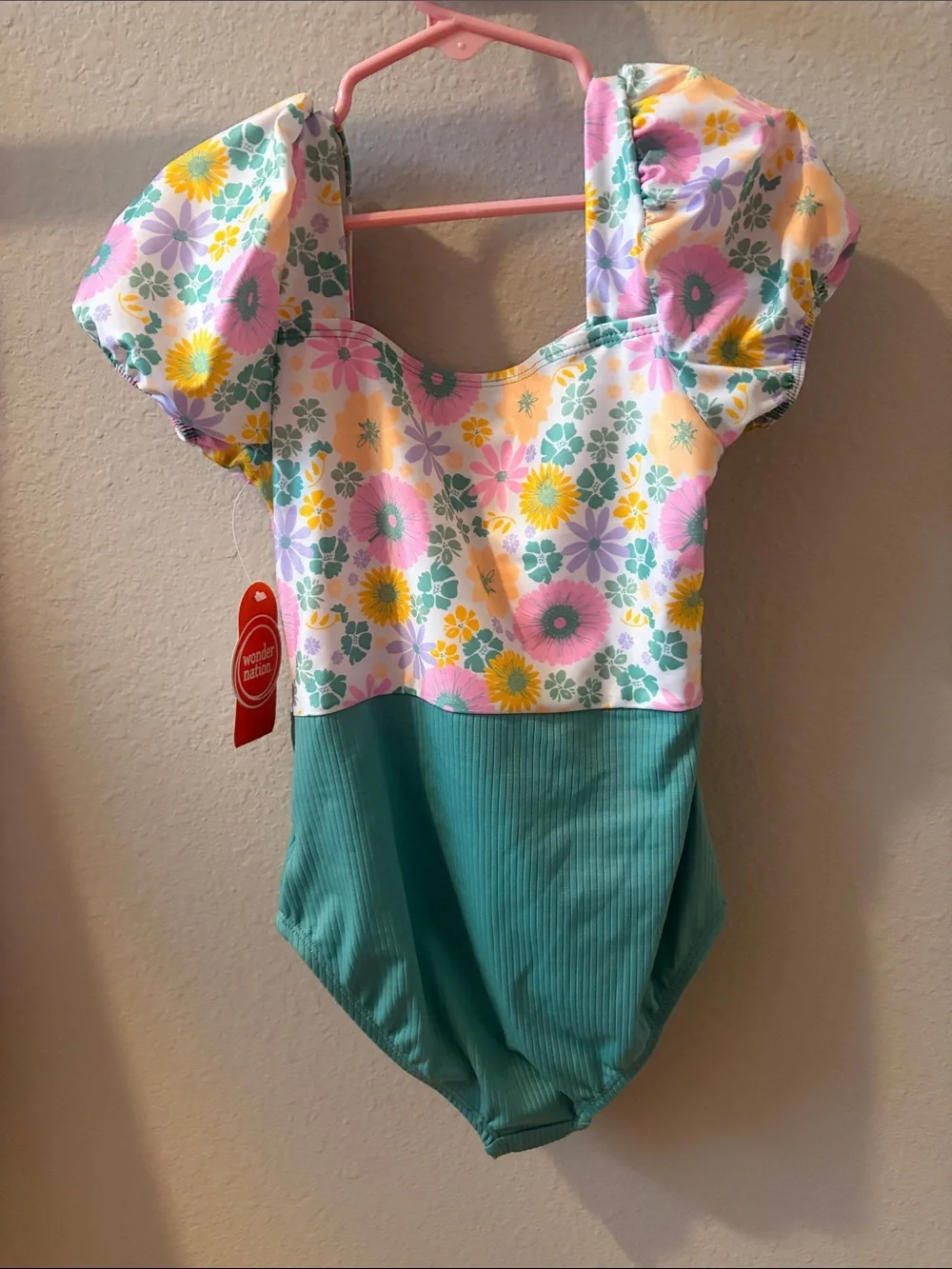 Floral Puff Sleeve One-Piece Swimsuit
